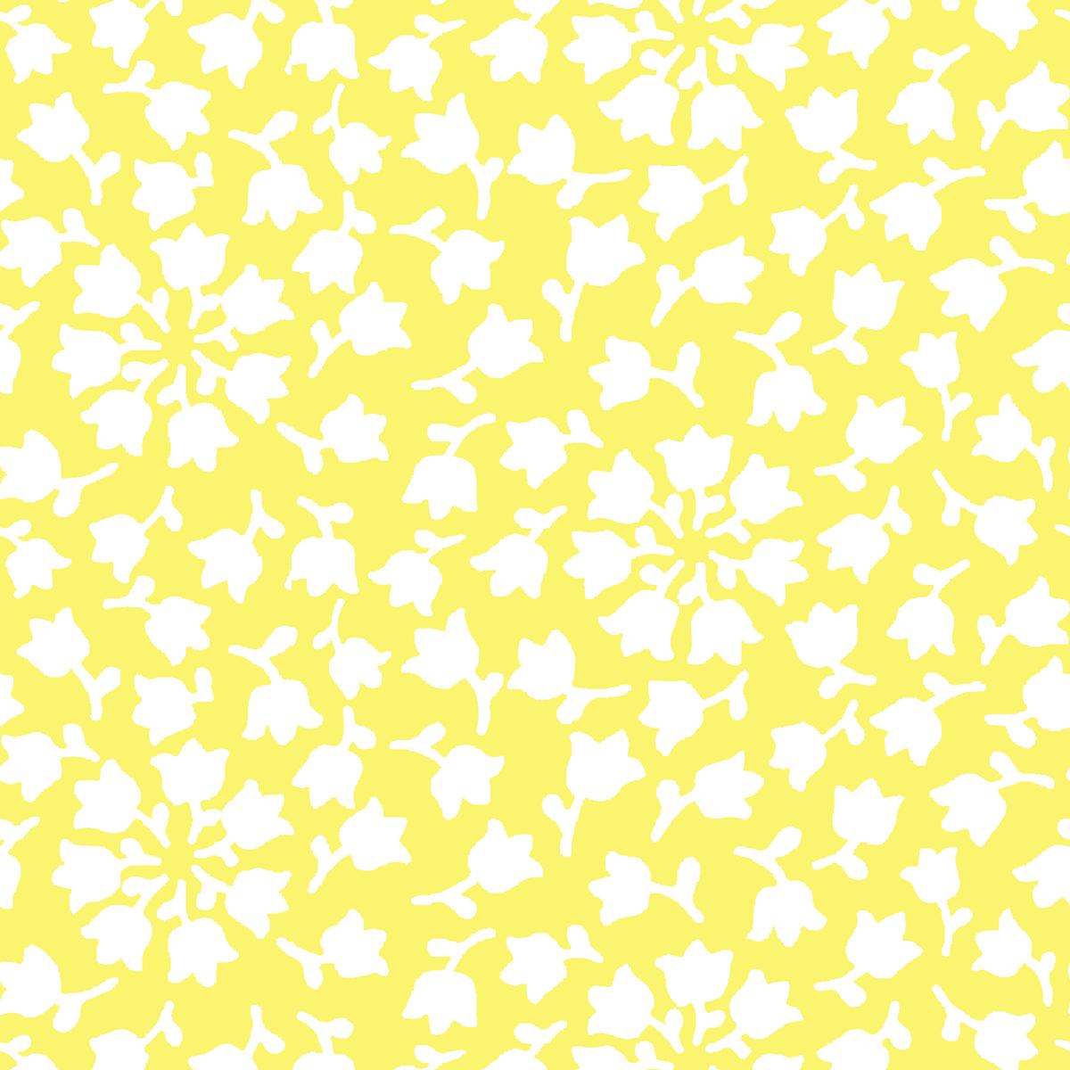 Bell Flowers on Yellow & White Fabric
