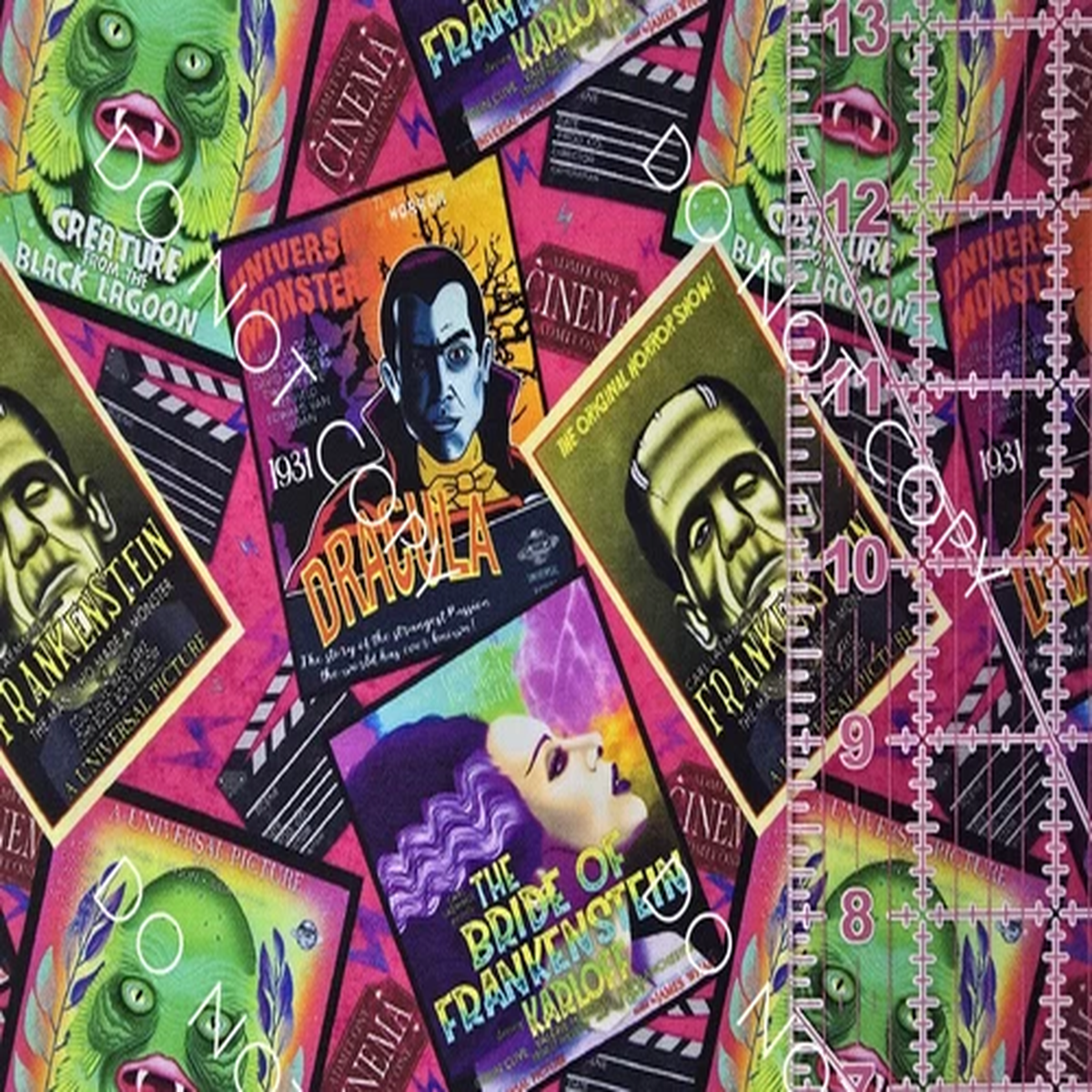 Custom 100% Cotton Woven Fabric Horror Movie Classic Posters 1/4 Yard 9x56