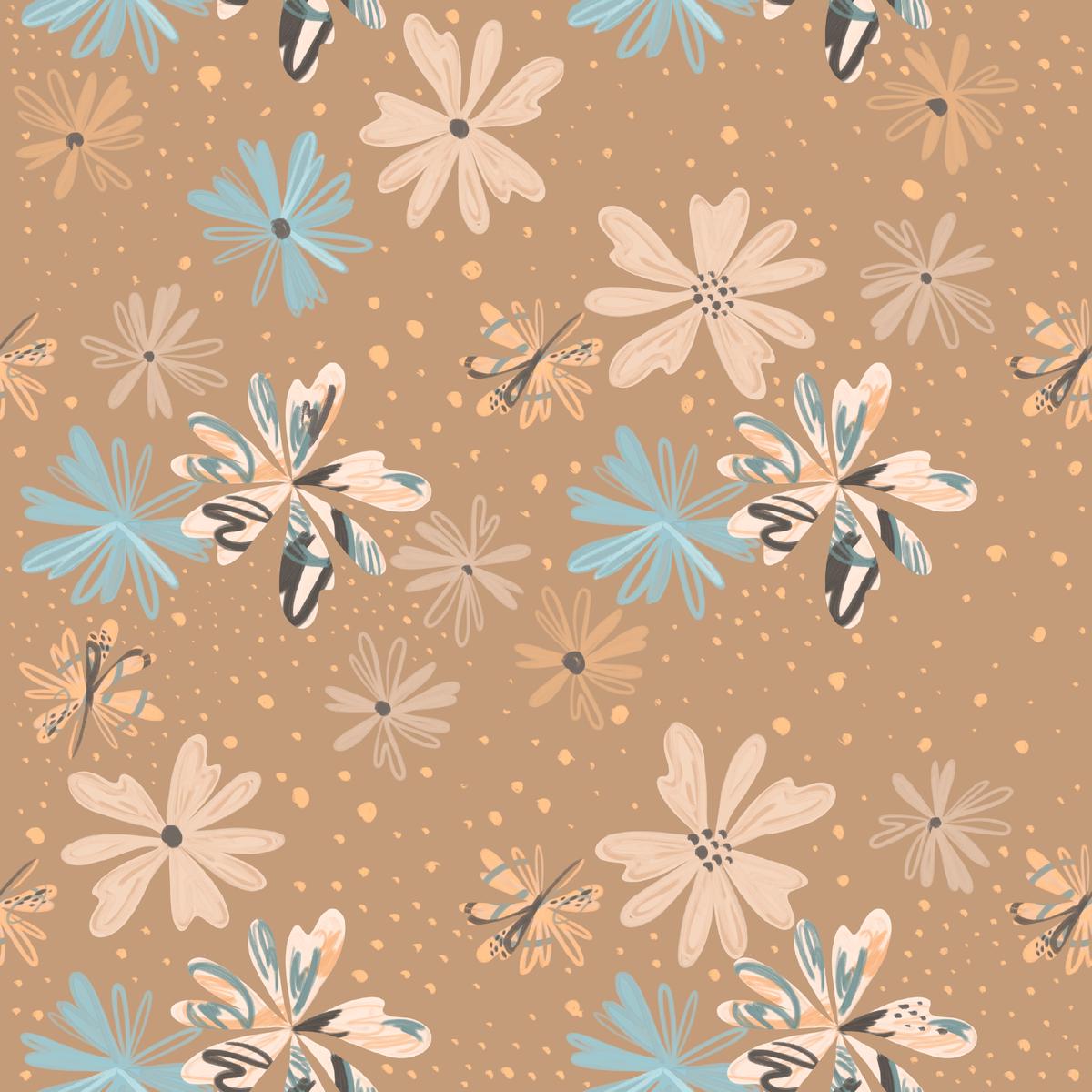 EttaVee Scribble Floral in Mocha Fabric