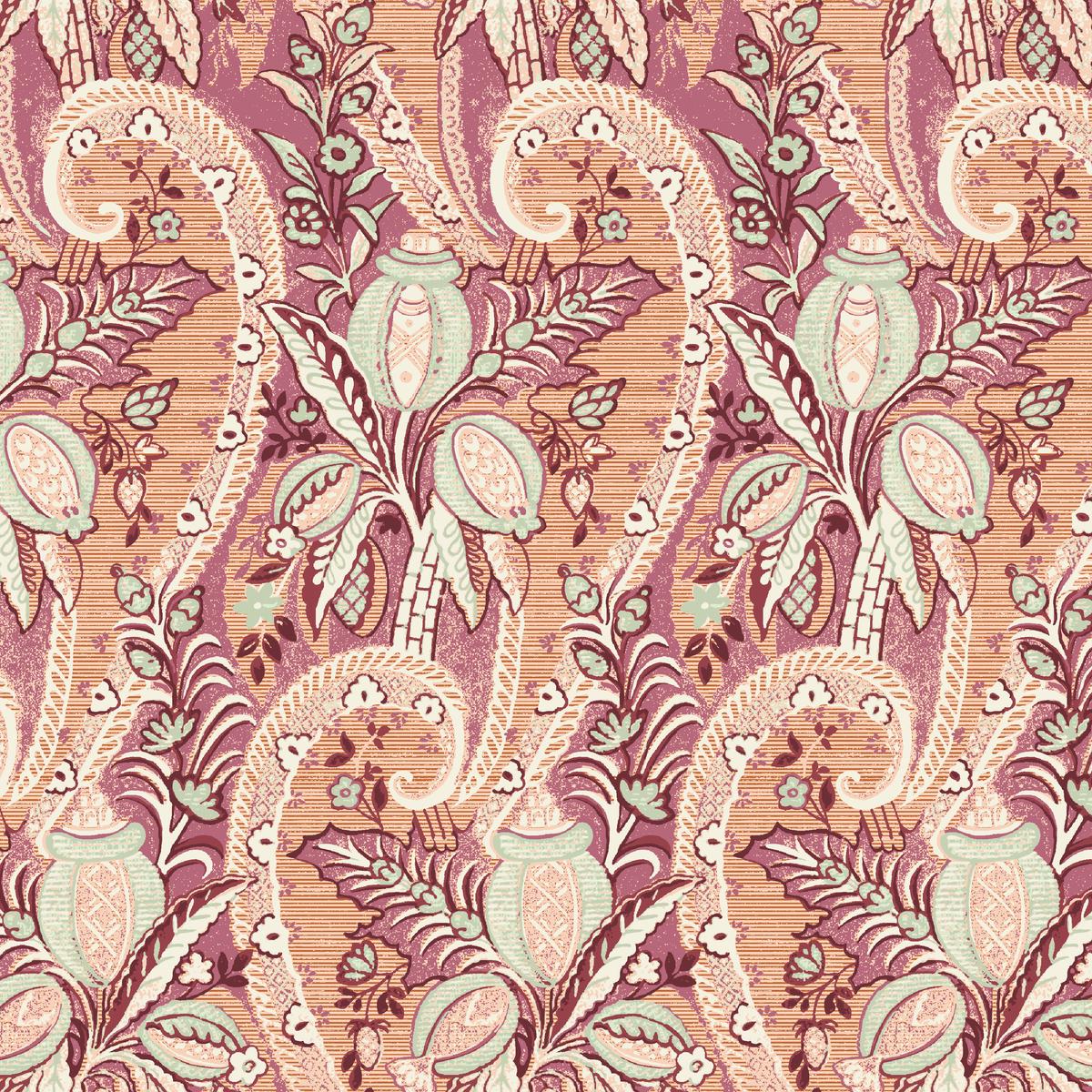 Garden Paisley on Brown Fabric