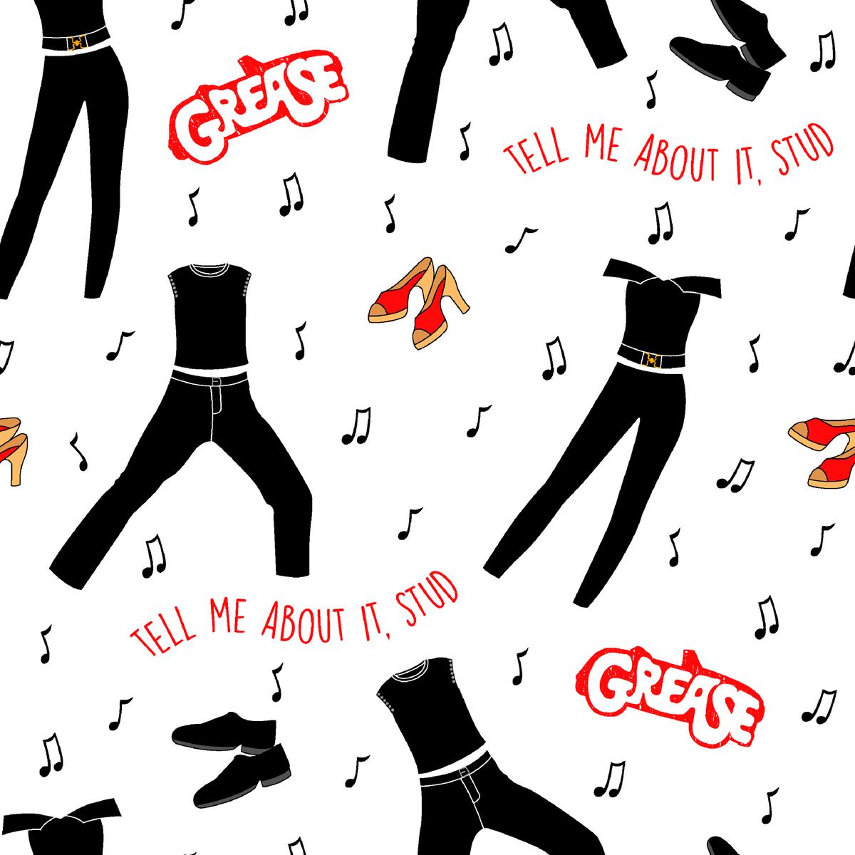 Paramount Grease - Hoppin' Musical - Movie Nostalgia Fabric