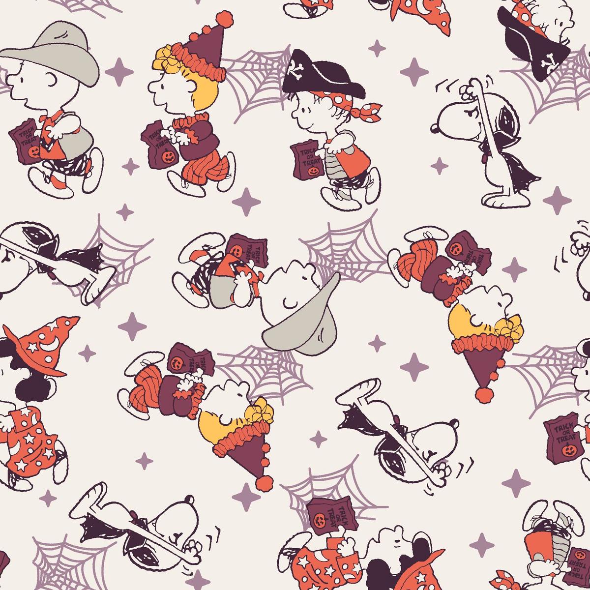 Peanuts Halloween Costume Party on White Fabric