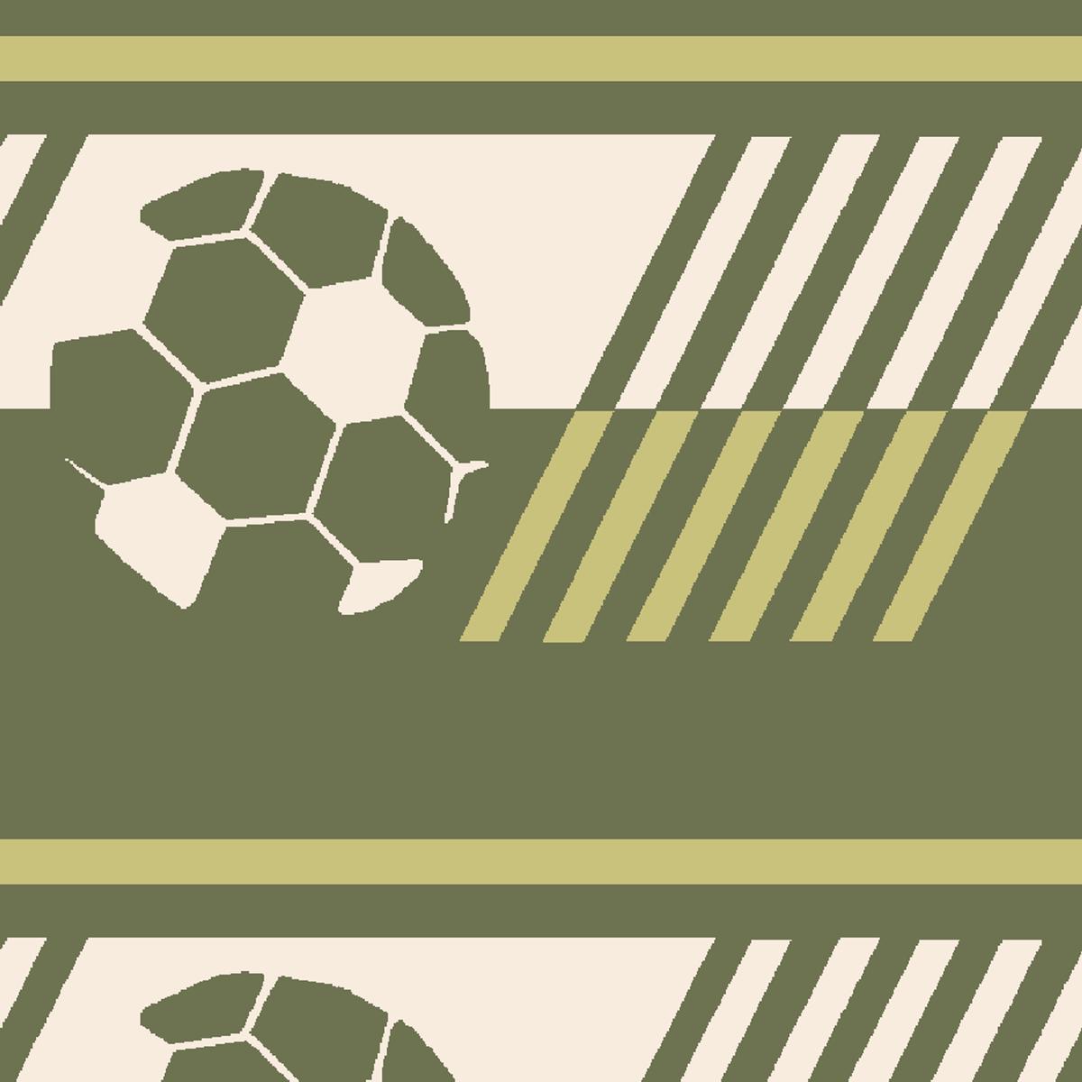 Soccer Stripe on Olive Green Fabric