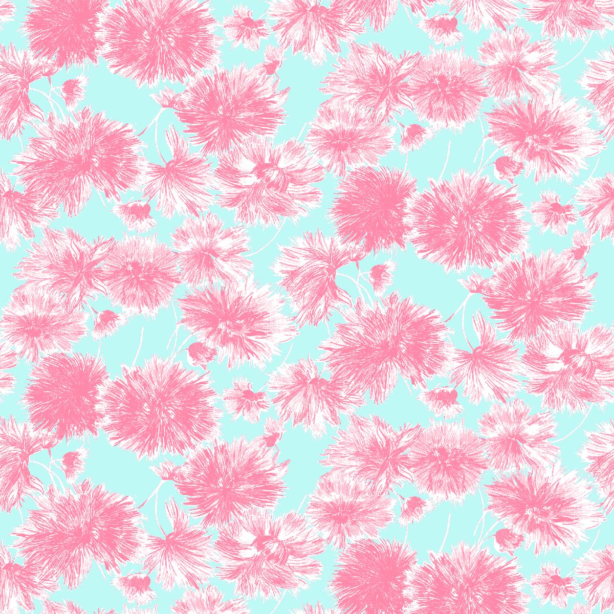 Sprout Parade on Pink & Light Blue Fabric