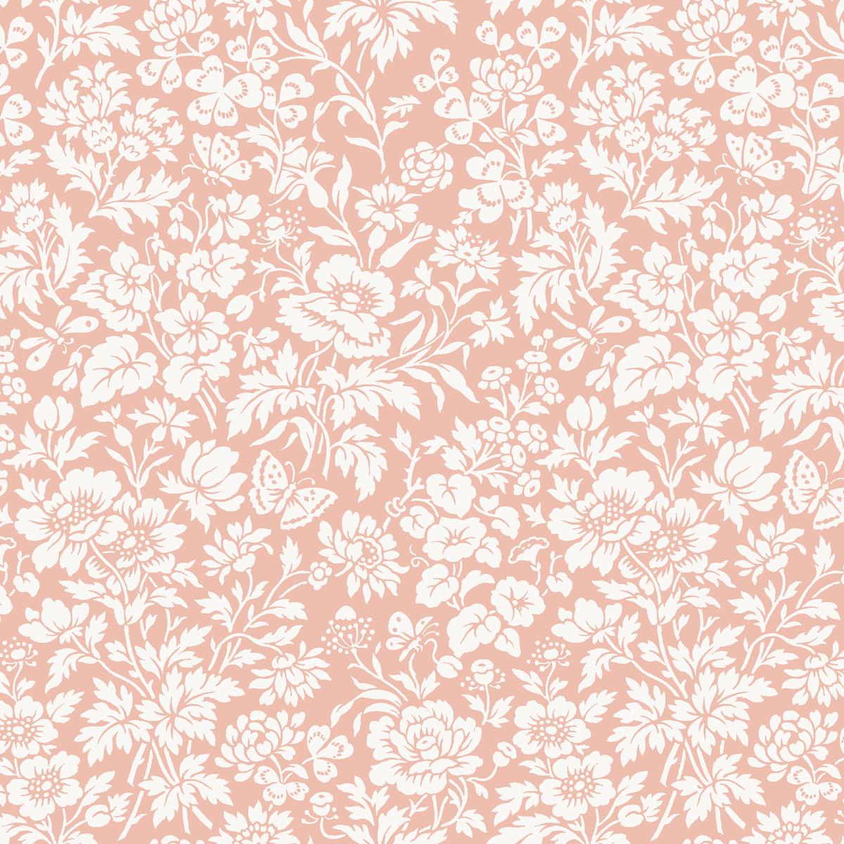Botanical Butterfly Damask in Peachy Pink Fabric