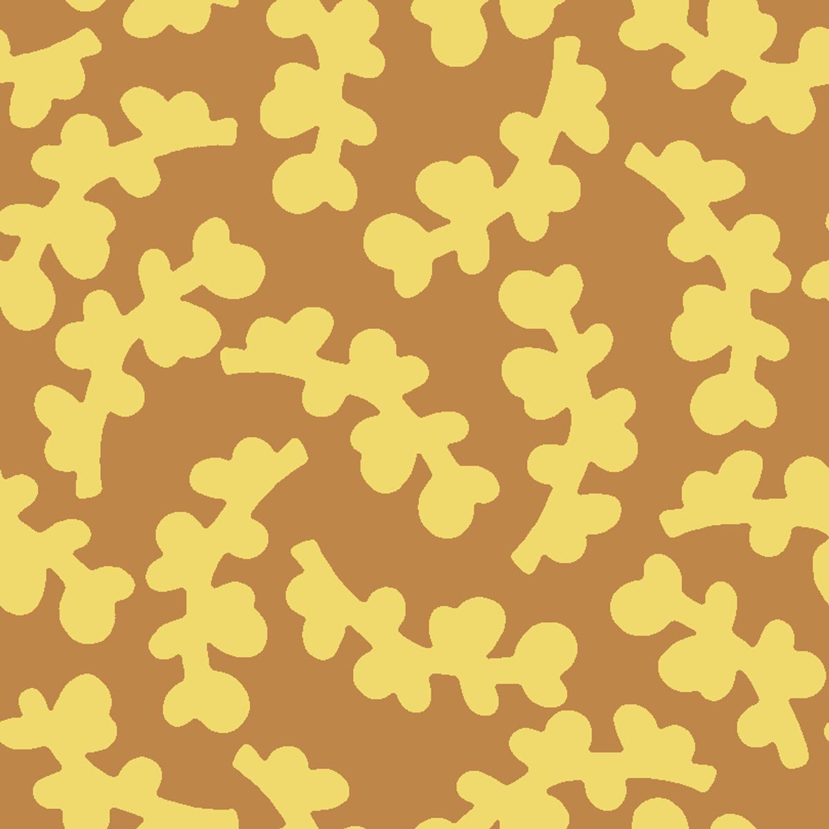 Curved Twigs on Yellow & Brown Fabric