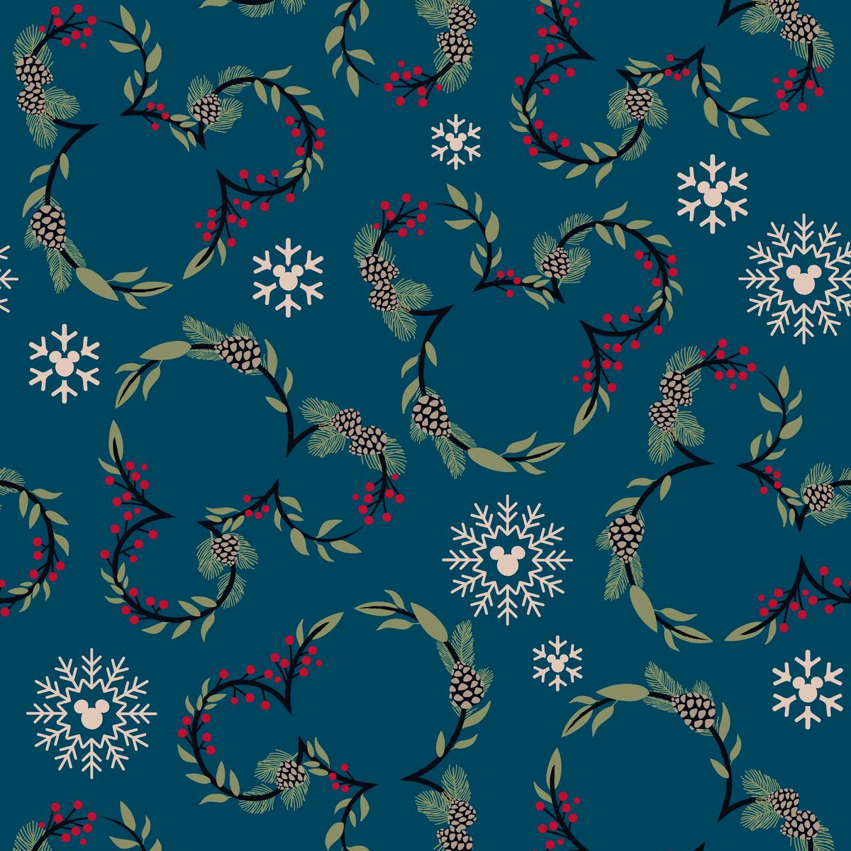 Disney Mickey Mouse Yuletide Wreath on Teal