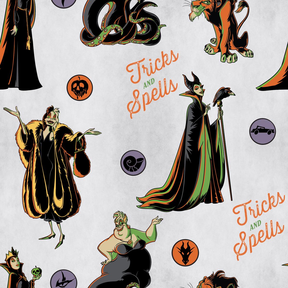 Disney Villains Halloween Tricks and Spells Fabric