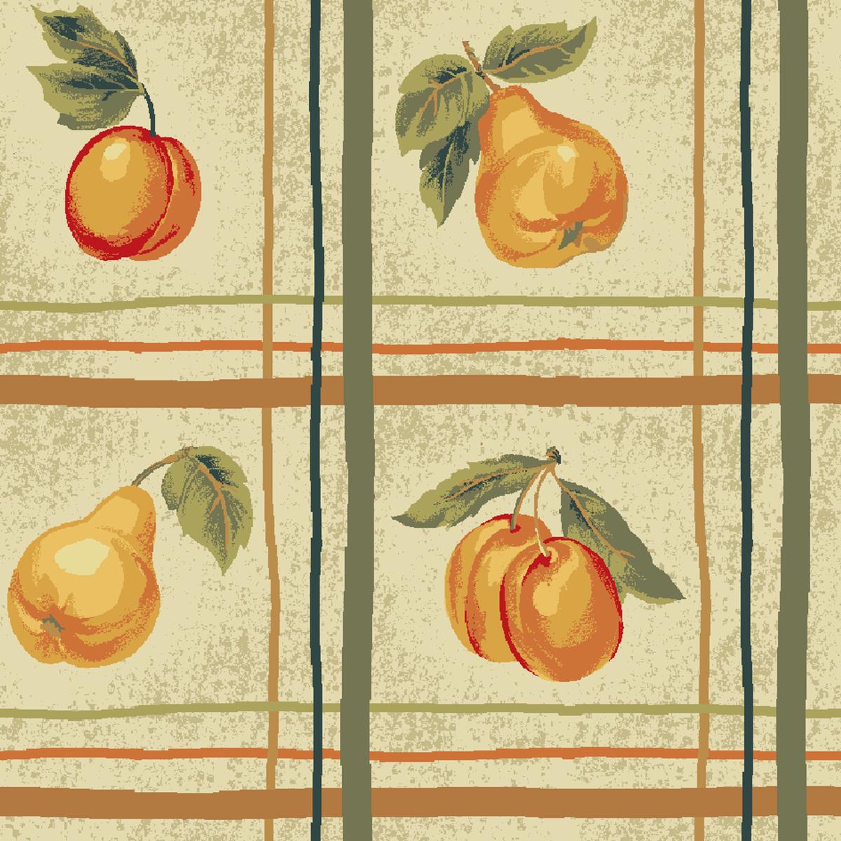Fruit Plaid with Peaches and Pears Fabric