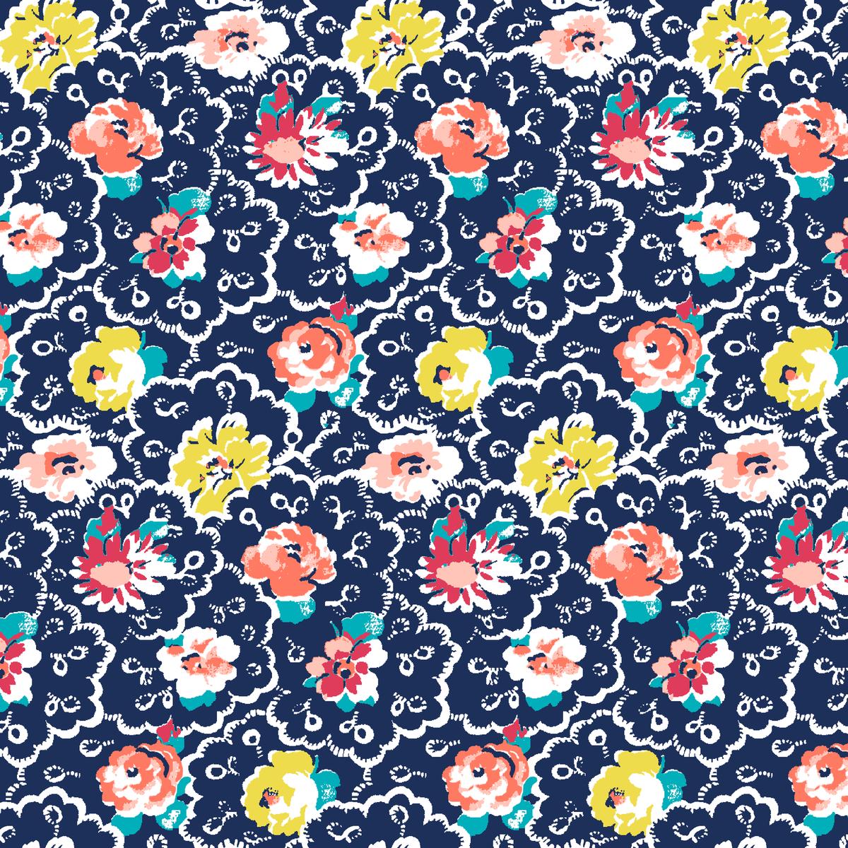 Juniper on Navy Fabric