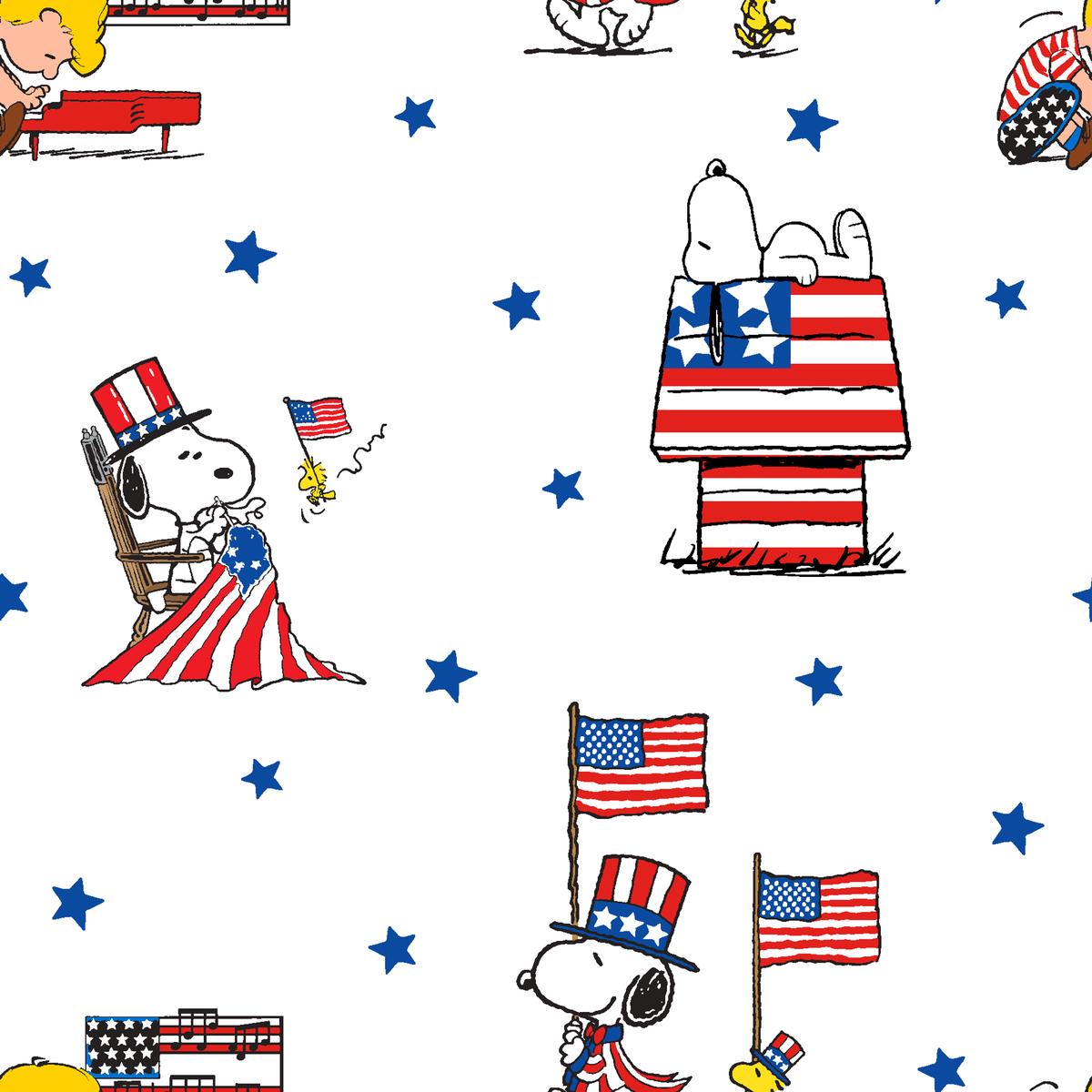 Peanuts Patriotic American Flag & Stars Fabric