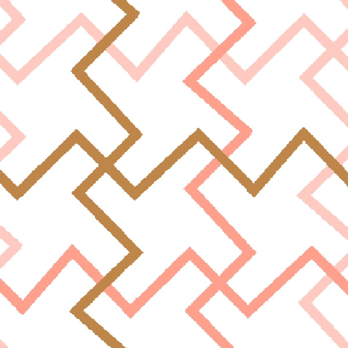 Zigzag Lattice on Pink & Bronze Fabric