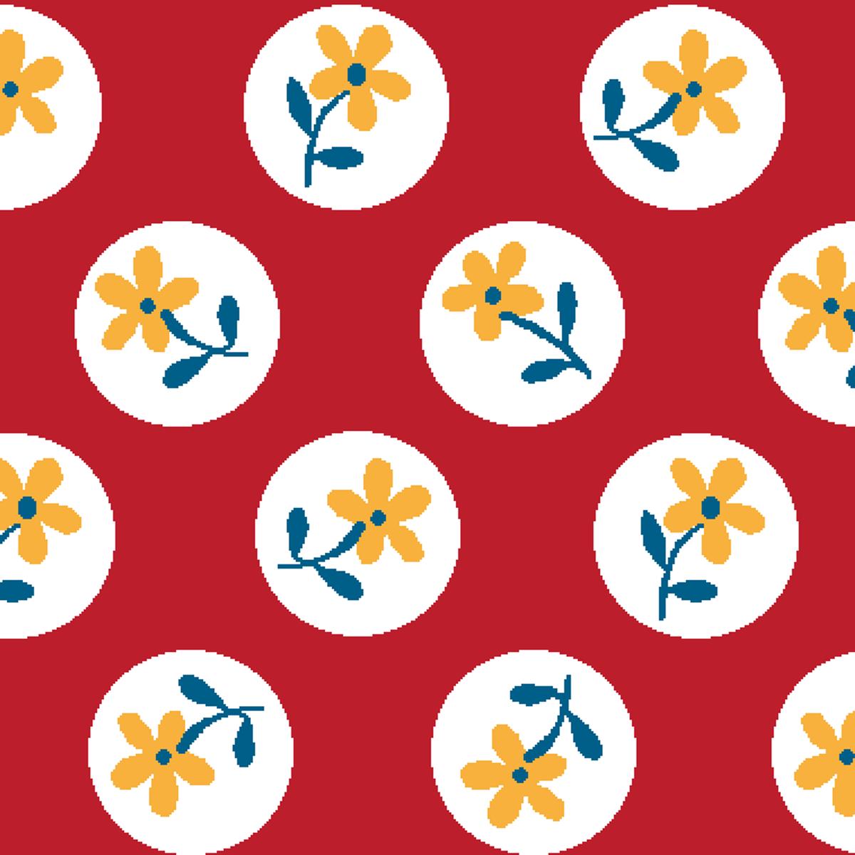 Circle Sprouts, Red Fabric