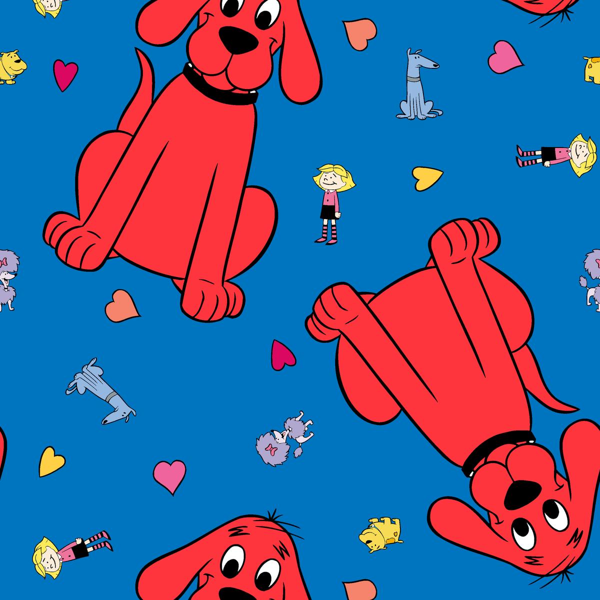 Clifford Besties on Blue Fabric