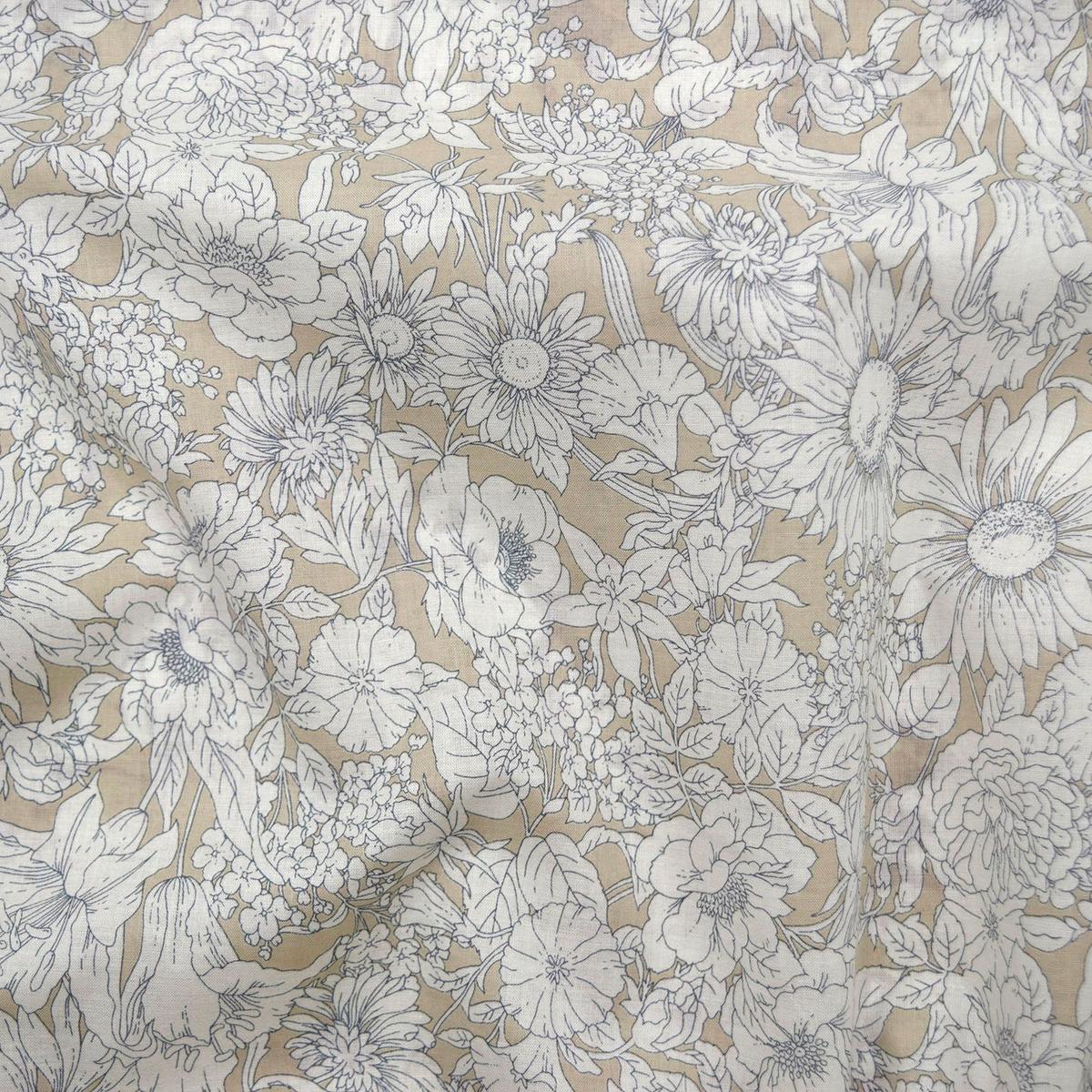 Flownny Line Drawing Flowers Lawn - Light Beige NFA-1030-34