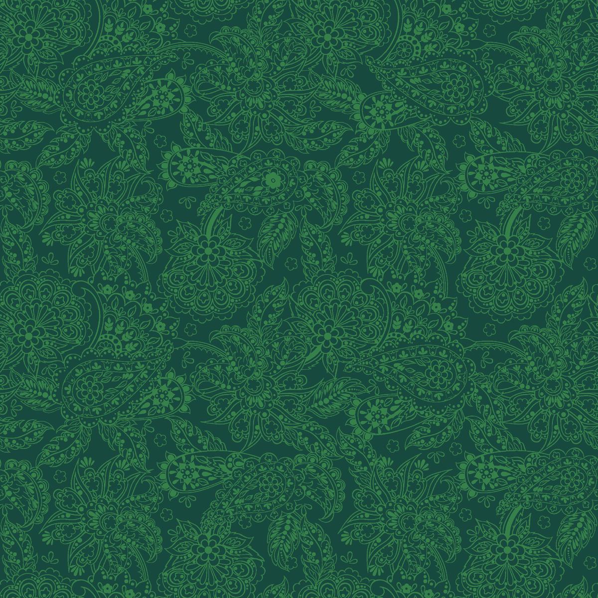 Regal Paisley on Forest Green Fabric