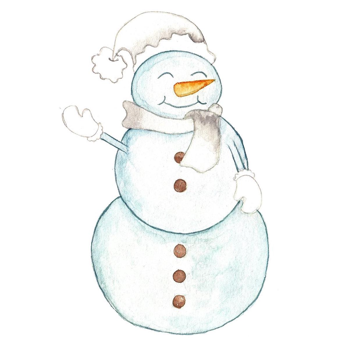 Let It Snow Snowman Fabric Panel - White