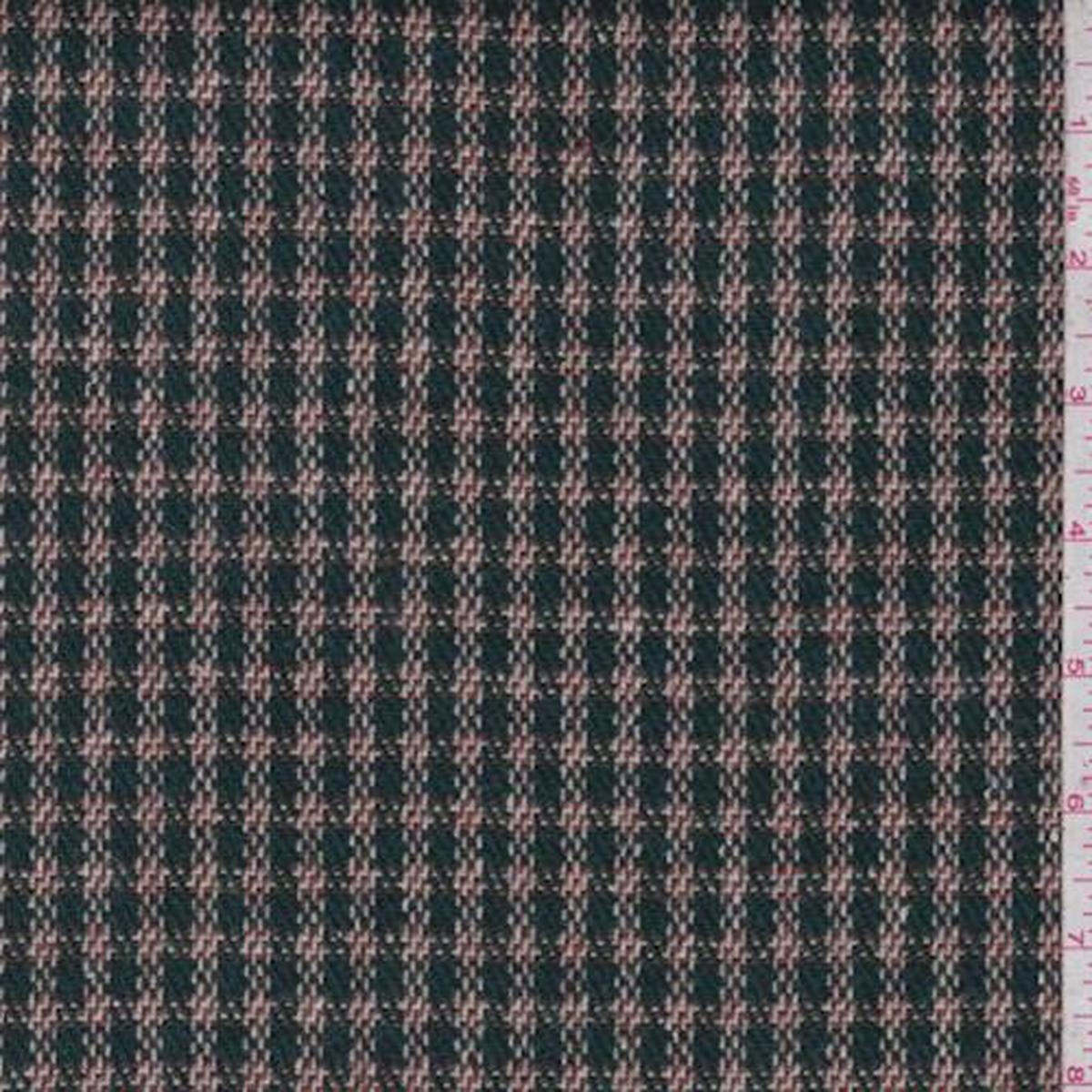 1 1/4 YD PC-Forest Green/Brown/Multi Wool Blend Plaid Jacketing Fabric