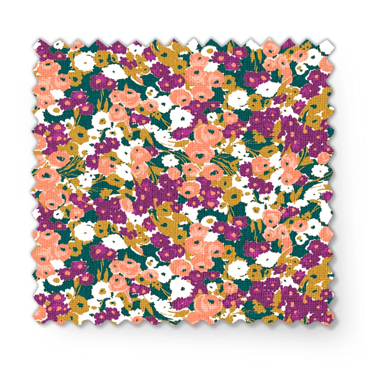 Bloomscape - Peach Deep Green Fabric
