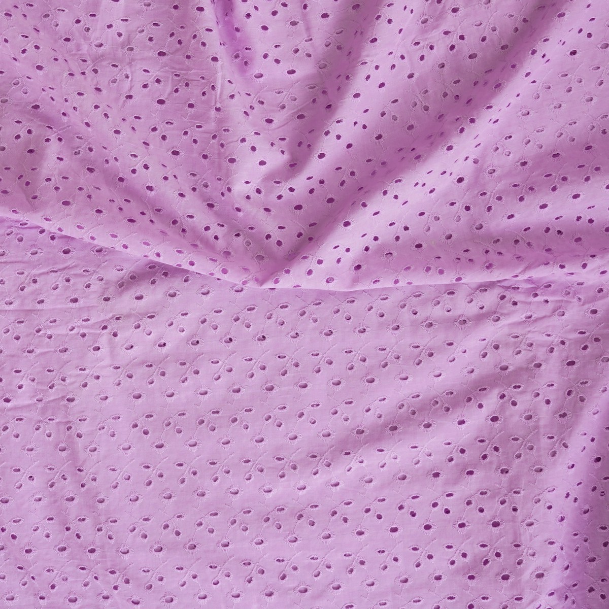 (Width 57 inches) Pure Cotton Hakoba Light Purple With Leaf Jaal Fabric