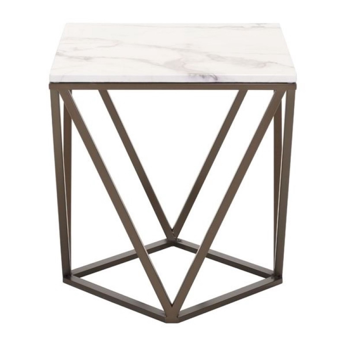 Zuo Modern – Tintern End Table White & Antique Bronze