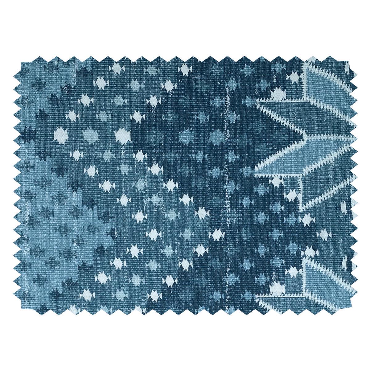 ‘Northstar Blanket’ Linen Fabric by Nathan Turner – Blue