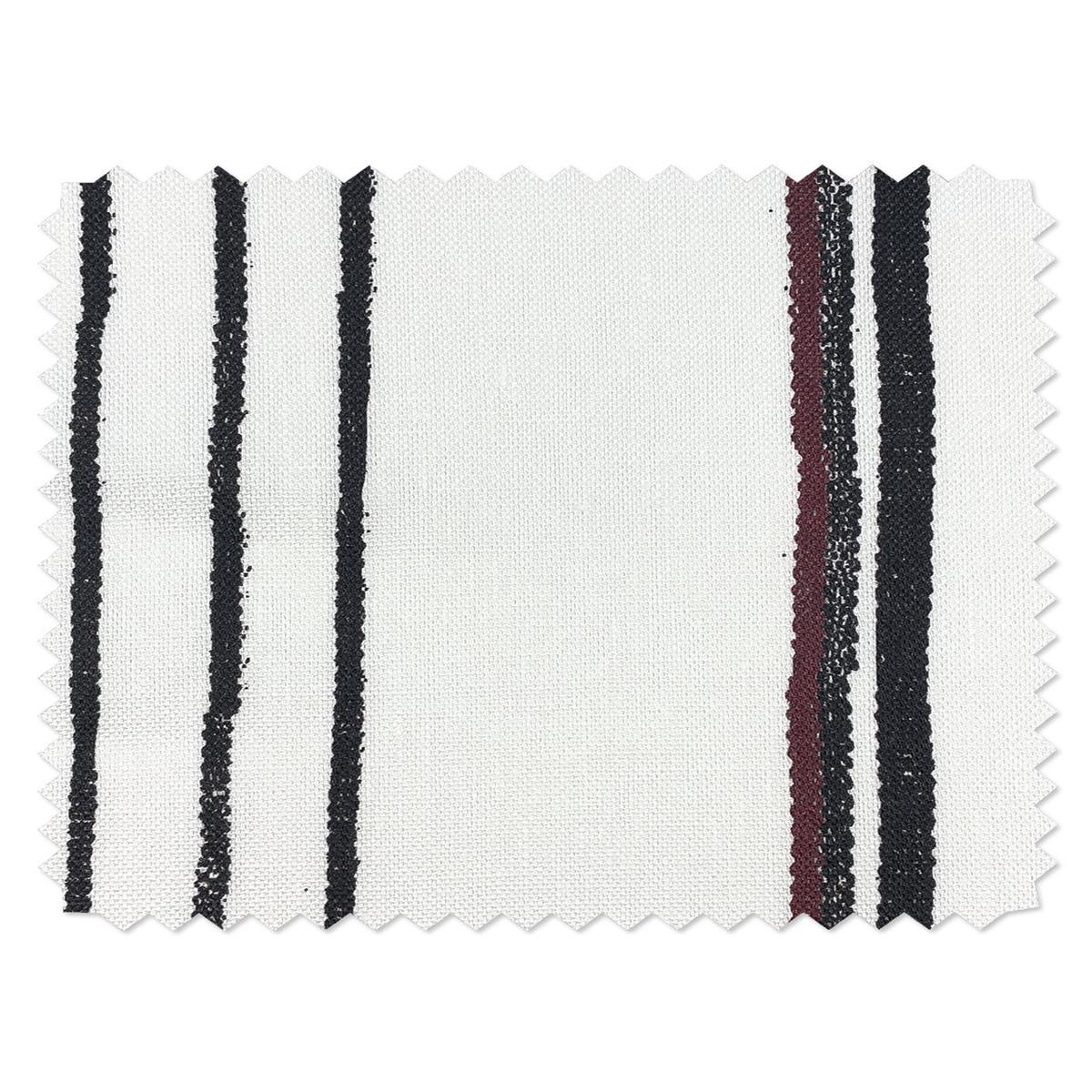 ‘Two Tone Stripe’ Linen Fabric by Nathan Turner – Black & Burgundy