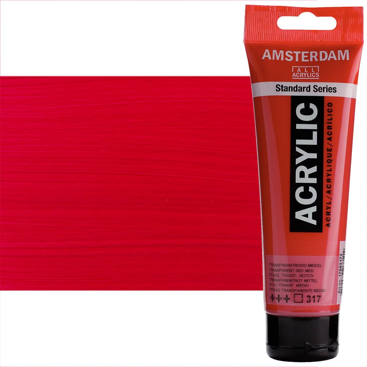 xx TRANS. RED MEDIUM Amsterdam Standard Acrylic 120ml