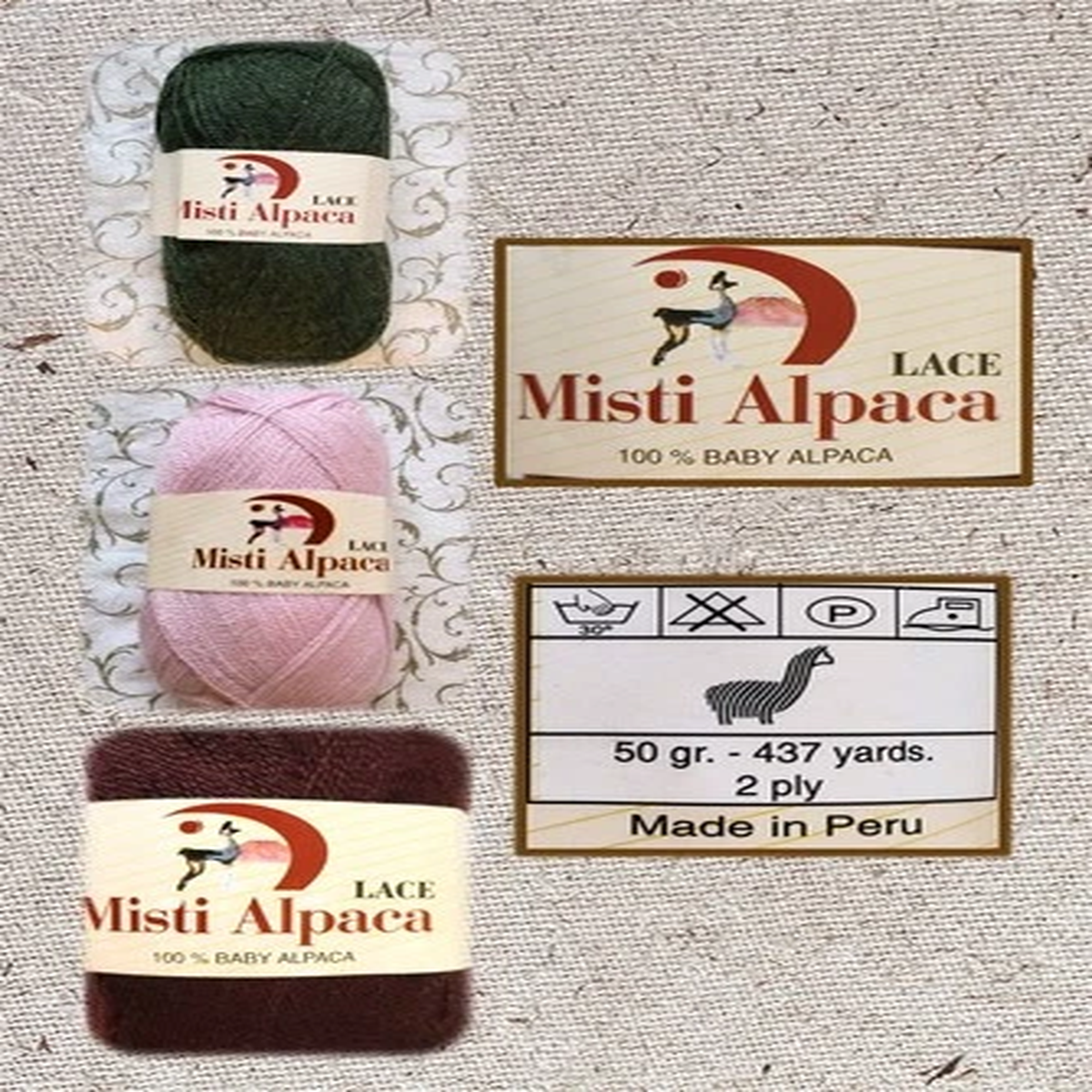 1 Skein - Lace by Misti Alpaca (100% Baby Alpaca) 3 Colors Available
