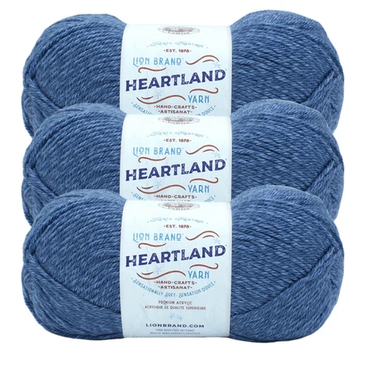 (3 Pack) Lion Brand Yarn 136-108Z Heartland  Worsted Yarn, Carlsbad Caverns