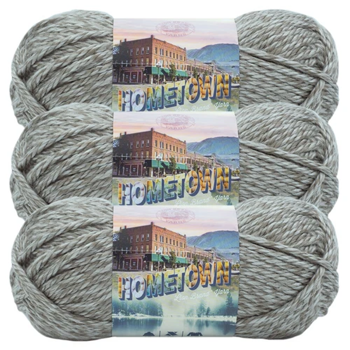 (3 Pack) Lion Brand Yarn 135-239J Hometown Bulky Yarn, Bellefontaine Concrete