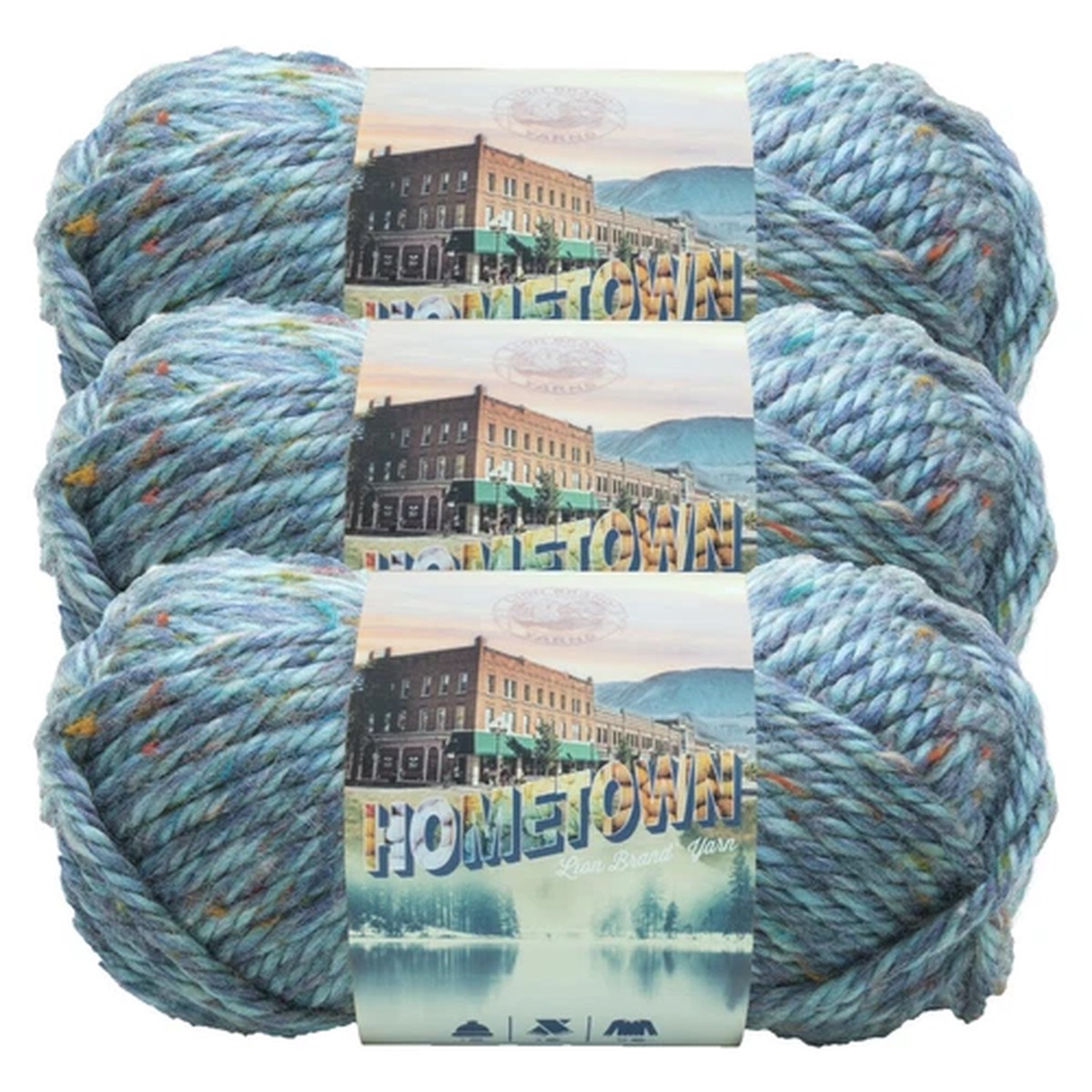 (3 Pack) Lion Brand Yarn 135-308H Hometown Bulky Yarn, Key Largo Tweed
