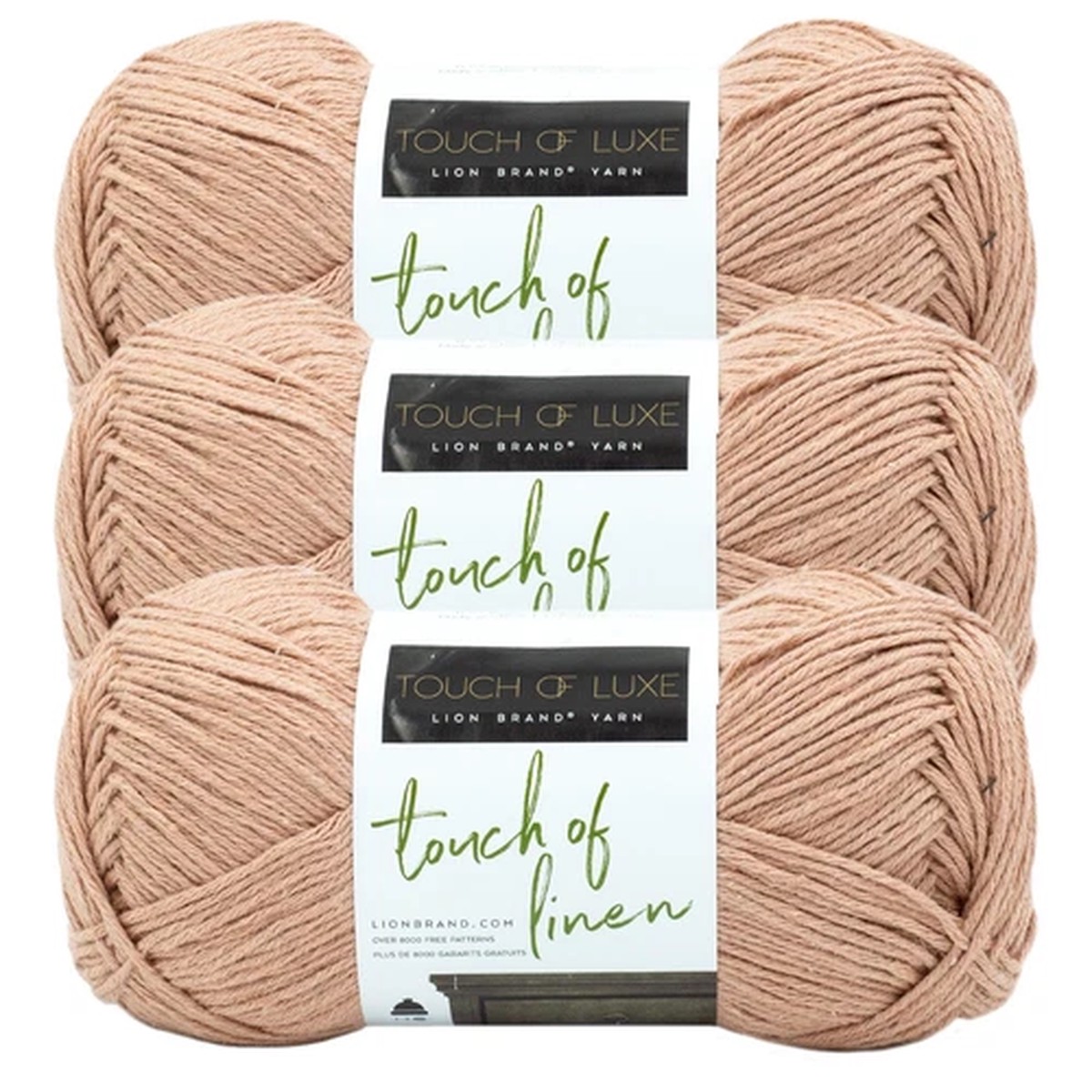 (3 Pack) Lion Brand Yarn 682-102W Touch of Linen Yarn, Clay