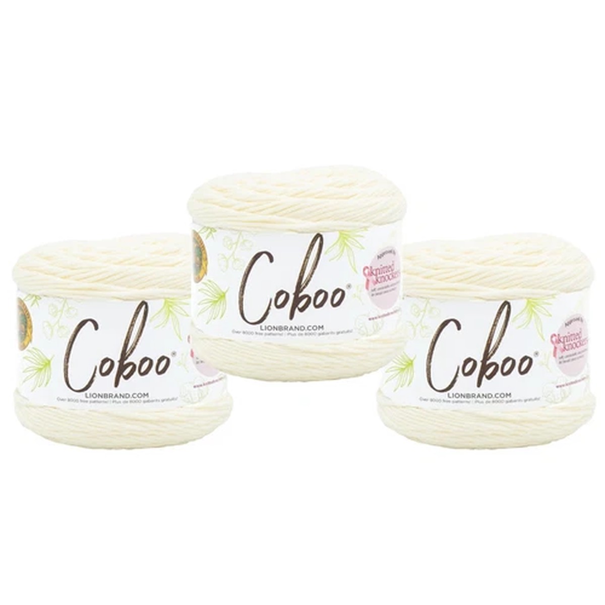 (3 Pack) Lion Brand Yarn 835-099W Coboo DK Yarn, Vanilla Blossom