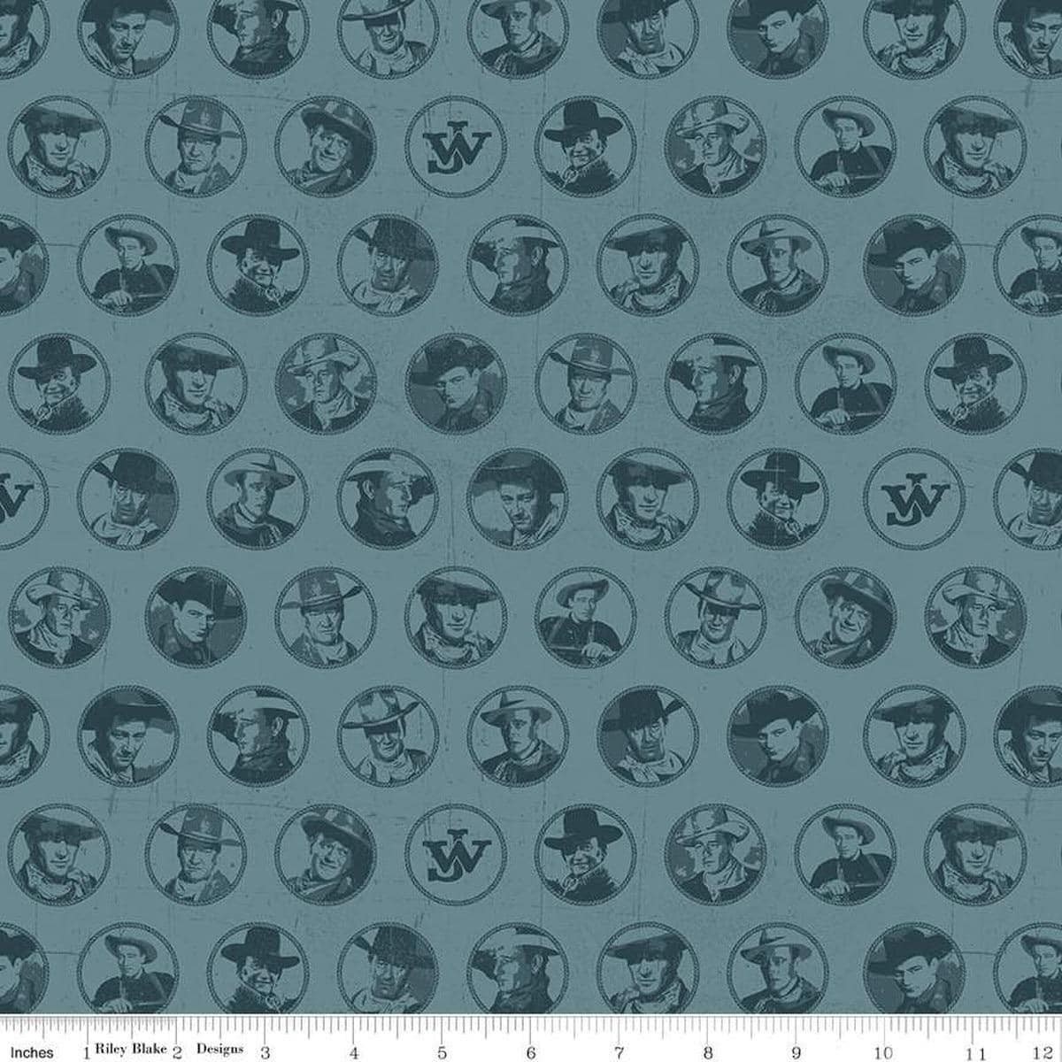 John Wayne American West Circles C16622 Denim - Riley Blake Designs - Cowboy - Quilting Cotton Fabric - Licensed Product