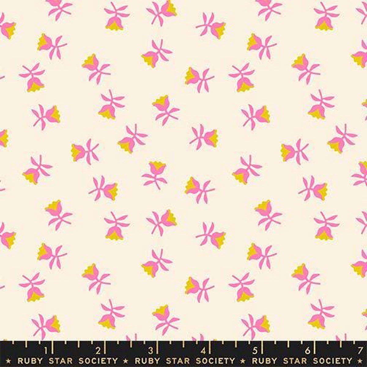 Mystic Fable Sweetflower Neon Pink Cream Floral Fabric - RS4151 - Ruby Star Moda Fabrics Quilting Cotton Fabric