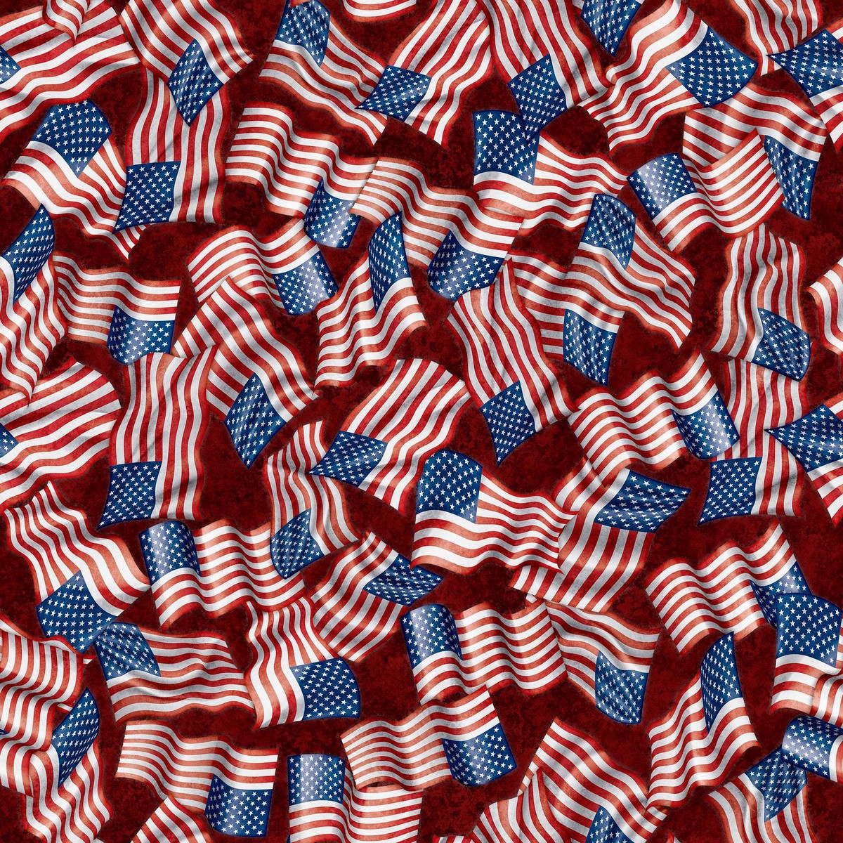 SALE American Heroes Police Wavy Flag 30684 Brick M - QT Fabrics - Flags - Quilting Cotton Fabric