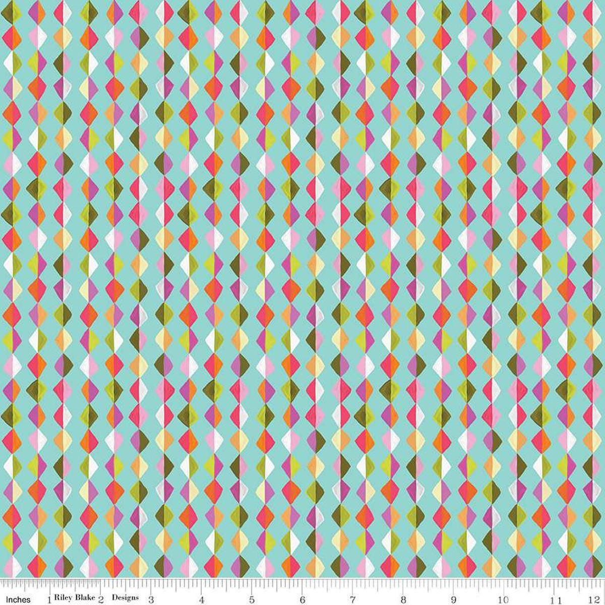 Zinnias Kites C16696 Aqua – Riley Blake Designs – Geometric Two Colored Diamonds – Quilting Cotton Fabric