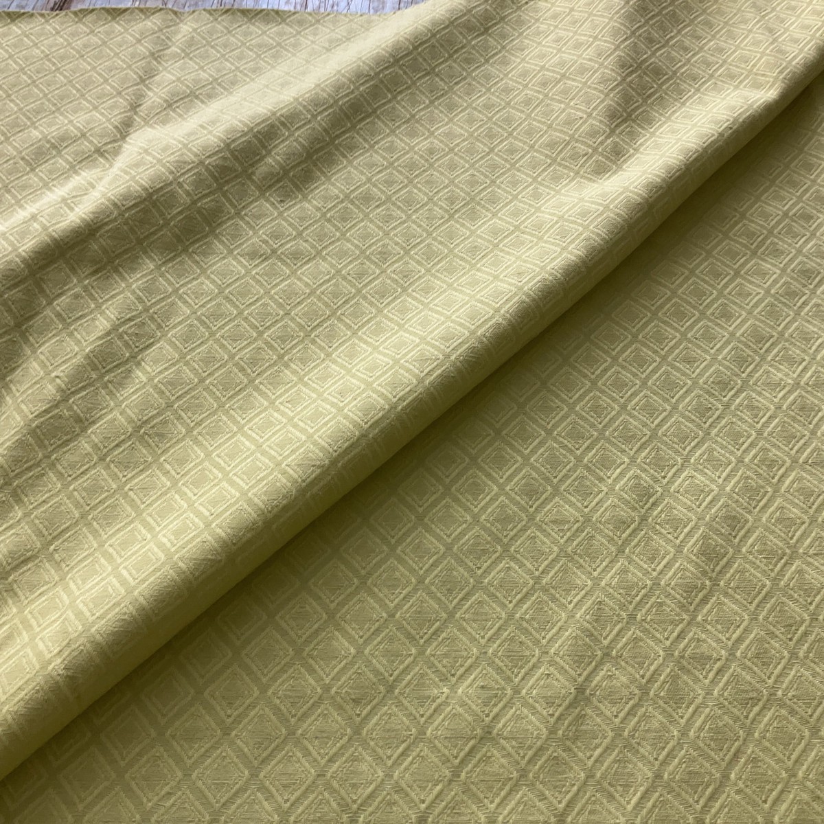 1.5 Yard Piece of Geometric Diamonds in Butter Yellow Upholstery Fabric | 54″W | BTY | Durable | TMP224-REM3