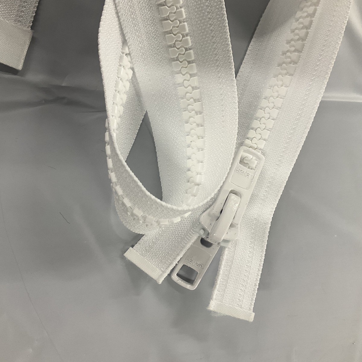 #10 Marine Zipper White 48 Inches Long | Separating Zipper / Jacket Style | EXTRA HEAVY DUTY | Locking Pull Tab