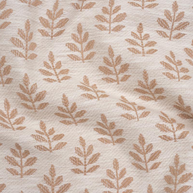 Polyester and Cotton Twill Jacquard - Dusky Pink Lines of Leaves - British Imported