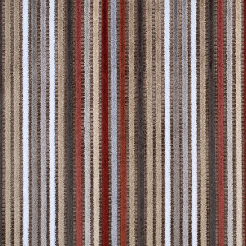 Beige and Rust Striped Velvet