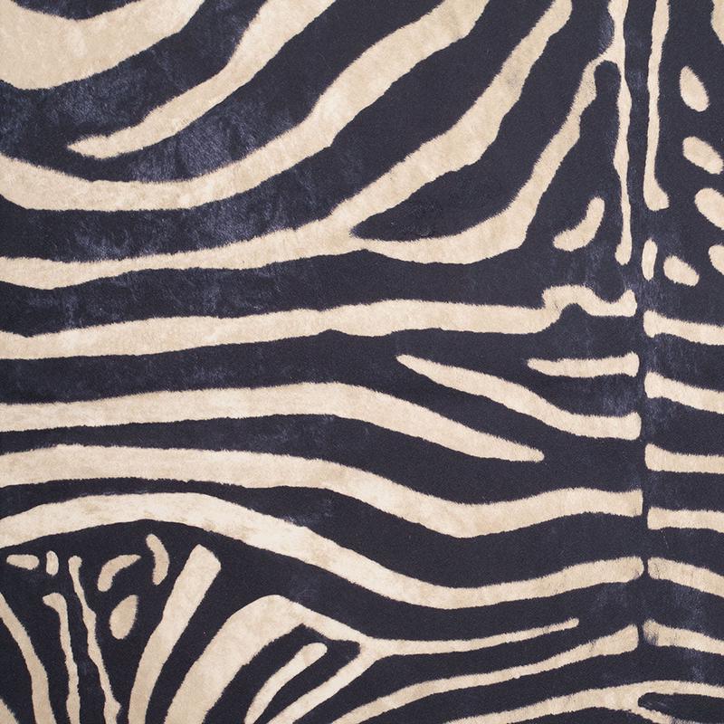 Black/Beige Zebra Printed Micro-Polyester and Cotton