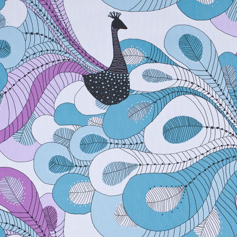 Swedish Aquaand Orchid Peacock Cotton