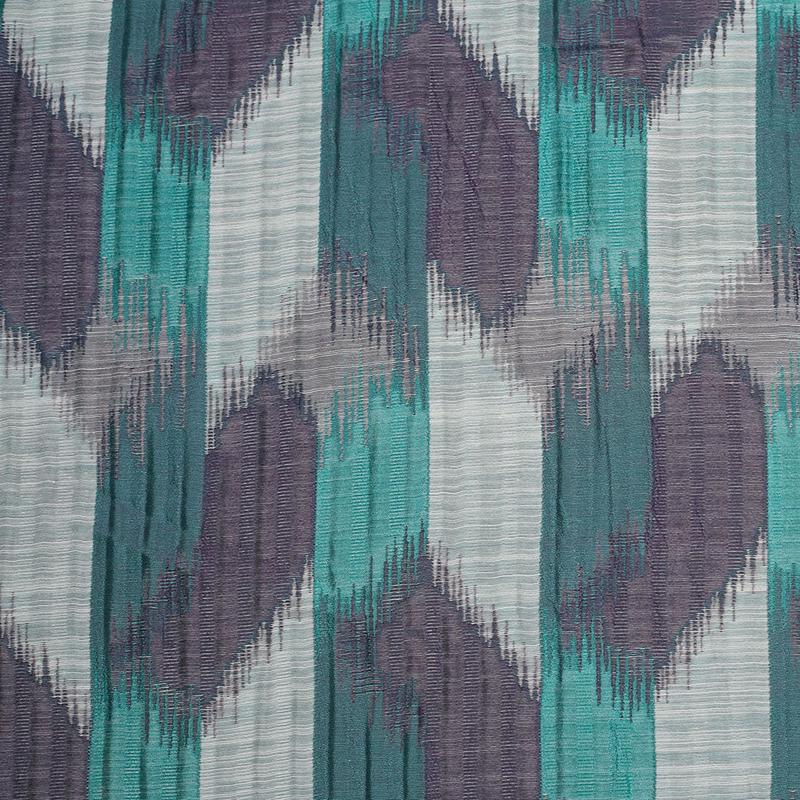 Indian Aqua Purple Ikat-Like Poly/Cotton Brocade