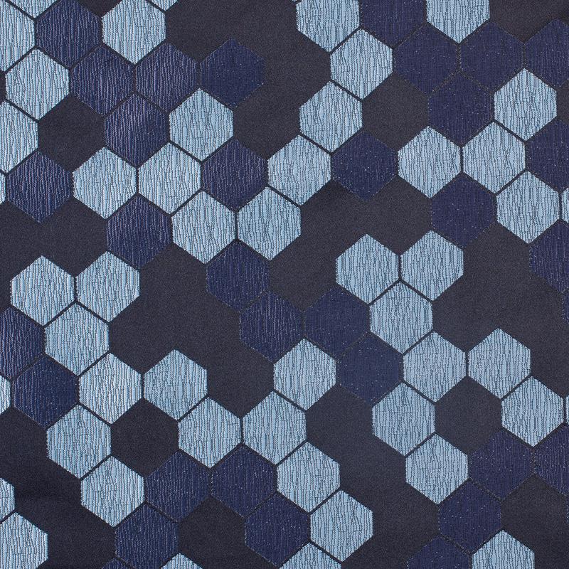 “Cells” Black and Aqua Poly Brocade
