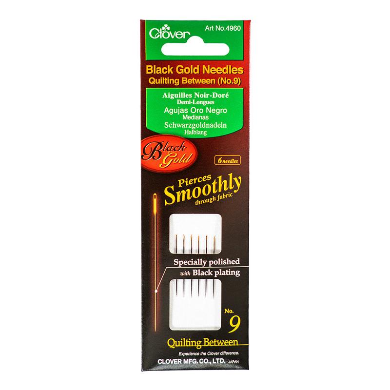 Clover Black Gold Quilting Between Needles – Size 9 – 6 ct