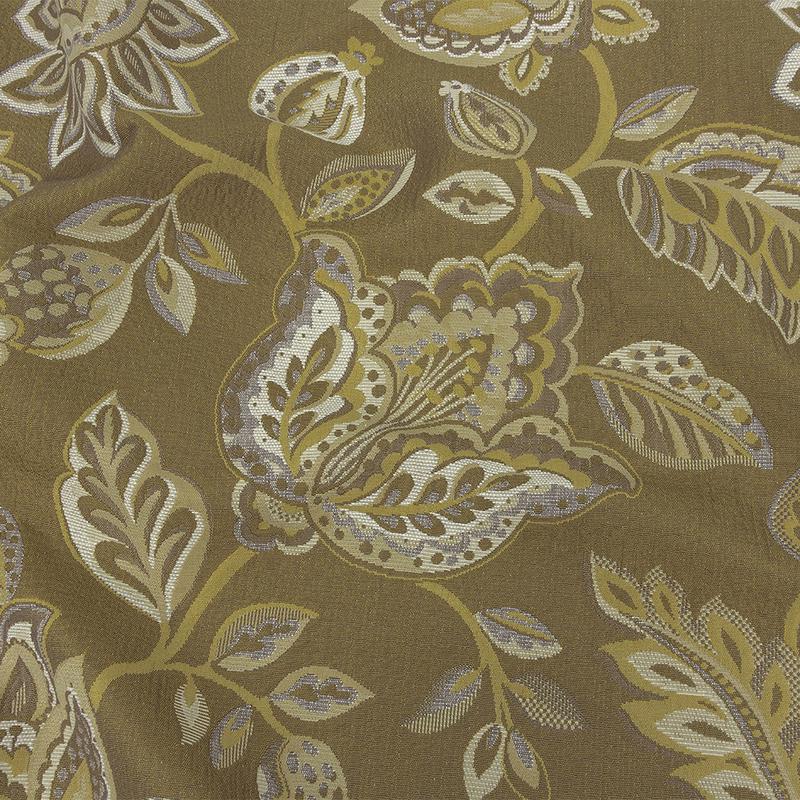Gold Jacobean Floral Blended Polyester Jacquard