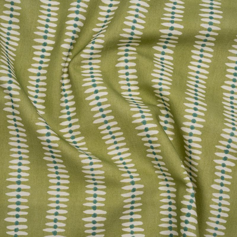 Cotton and Linen Canvas Print – Leaf Dash and Dot Stripes – British Imported