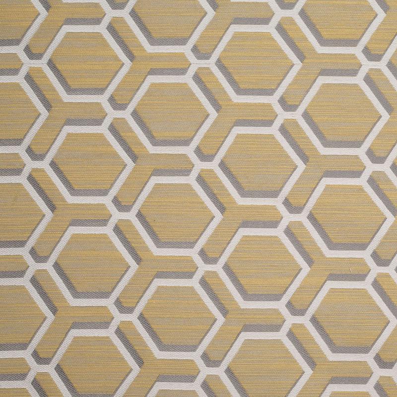 Indian Yellow/Gray Geometric Poly/Cotton Brocade
